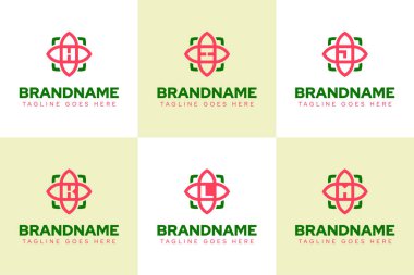 H I J K L M Çiçek Logosu Kümesi, büyümeyi, zarafeti ve doğal uyumu simgeliyor.