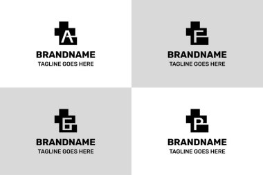 AT FT GT PT Baş harfleri için TA TF TG TP Monogram Logo Set