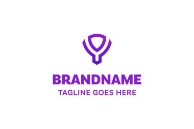 Y harfi basit logo, koruma, güç ve istikrarı simgeliyor