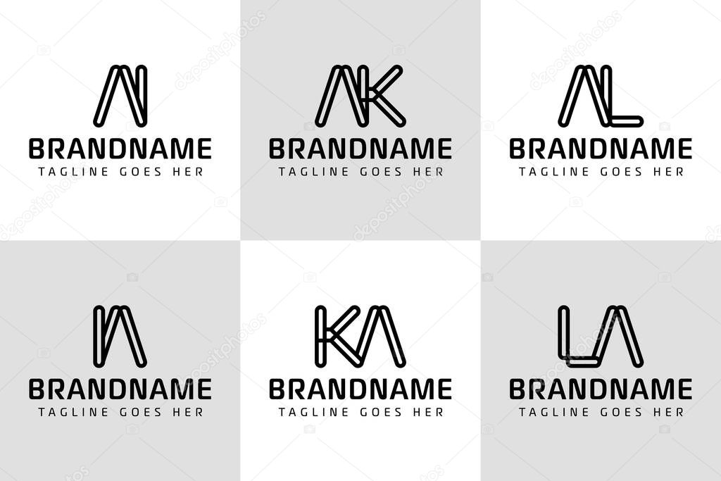 Letters AI IA AK KA AL LA Monogram Logo, suitable for any business