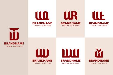 WQ WT WT WU WY Monogram Logo Set, QW RW UW YW baş harfleri