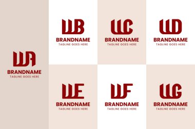 WA WB WC WD WF WG Monogram Logo Set, AW CW EW baş harfleri