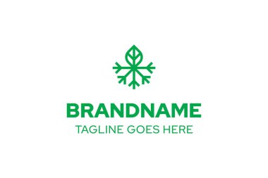 Kar Tanesi Yaprağı Modern Logosu dengeyi, tazeliği ve doğal uyumu simgeliyor.