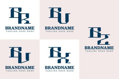 RB VB XB ZB baş harfleri için BR BV BX Monogram Logo Set