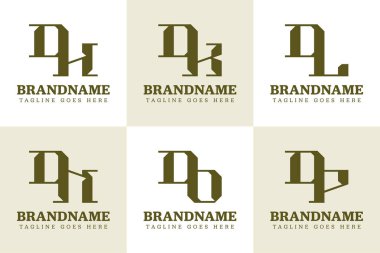 Harfler DH DK DL DO DP Monogram Logo Seti, HD LD ND PD baş harfleri