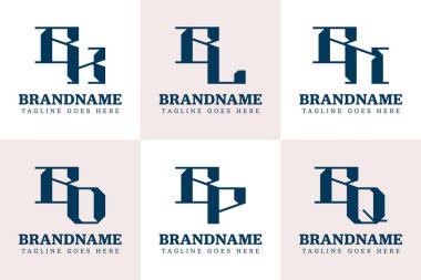 Harfler BK BL BN BP BQ Monogram Logo Set, KB LB NB OB PB baş harfleri