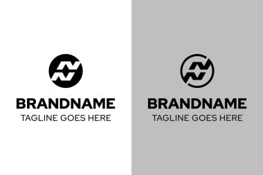 Harfler NN Çemberi Basit Modern Logo, birliği, dengeyi ve modern basitliği simgeliyor