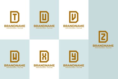 Harfler DT DU DW DX DY DZ Monogram Logo Set, TD VD WD XD YD Baş harfleri