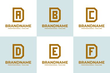 DA DB DC DD DE DF Monogram Logo Set, AD BD CD D D FD Baş harfleri için harika