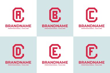 CA CB CC CD CE CF Monogram Logo Set, AC DC EC Baş harfleri için harika
