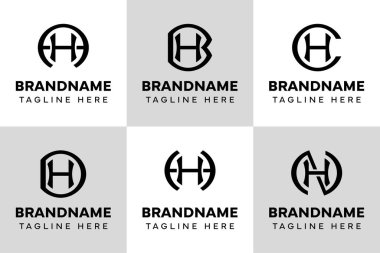 Harfler HA HC HD HH HN Monogram Logosu, AH BH CH DH HH NH baş harfleri