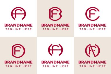 AF CF DF NF baş harfleri için FA FB FC FD FH FN Monogram Logo Set