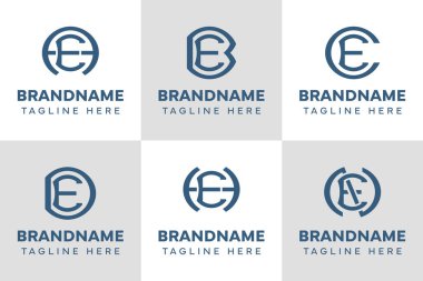 AE DE HE NE baş harfleri için EA EB ED EH EN Monogram logosu seti