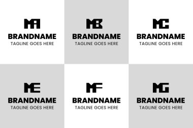 MA MB MC ME MF MG Monogram Kimlik Logosu Set, AM BM CM EM FM GM baş harfleri ile marka için