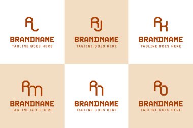 Harfler RL RJ RK RM RN RO Monogram Logo Set, LR JR KR MR NR baş harfleri veya