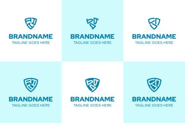 Harfler AAA BBB CCC Kalkan Logosu Set, gücü, korumayı ve güveni simgeler