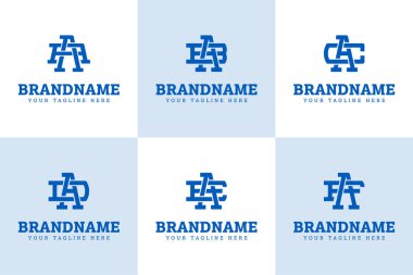 A BA CA DA EA FA baş harfleri için AA AB AC AD AF Monogram Logo Set