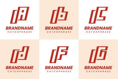 Harfler IA IB IC Kimlik Eğer IG Monogram Logo Seti, AI BI CI DI GI Baş harfleri