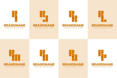 RI RJ RK RL RM RN RO RP Logo Monogram Set, IR JR KR LR MR NR veya PR baş harfleri