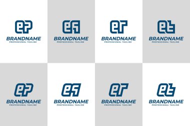Harfler EQ ER ET Logo Monogram Set, PE QE RE baş harfleri TE