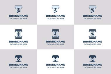 X Y Sütun Logosu Set, gücü, istikrarı ve sağlam temelleri simgeliyor