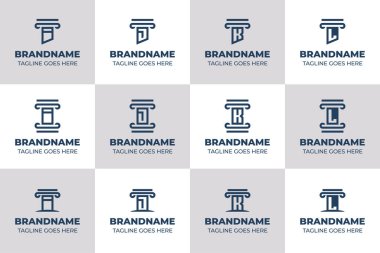 I harfi I K L Sütun Logosu Set, gücü, istikrarı ve sağlam temelleri simgeliyor