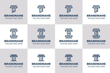 Harf A B C D Sütun Logosu Set, gücü, istikrarı ve sağlam temeli simgeliyor