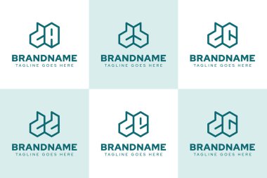 Letters DA DB DC DD DE DG Geometric Logo Set, for AD BD CD D ED GD initials