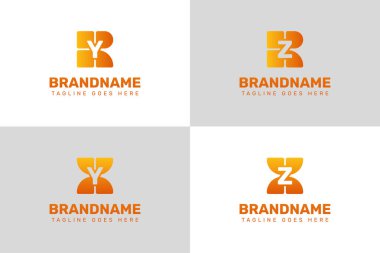 YR ZR YX ZY Baş harfleri için RY RZ XY XZ Teknoloji Logosu Seti