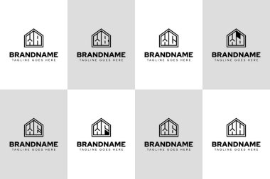 Harfler WA WC WD WG WH Home Line Logo, gayrimenkul, inşaat veya iç tasarım için