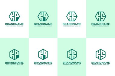 KP KQ KR KS Hexagon Logo Set Harfleri, PK QK RK baş harfleri ile iş için uygun