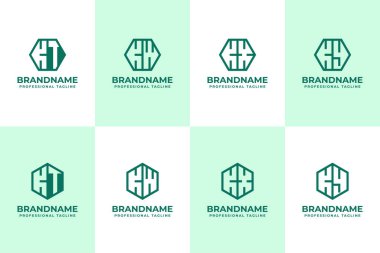 Harfler KT KW KX KY Hexagon Logo Set, TK WK XK YX baş harfleriyle iş için uygun