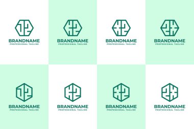 Harfler JZ KZ XZ Hexagon Logo Seti, ZJ ZK XZ baş harfleri ile iş için uygun