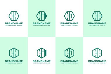 Harfler KH KI KJ KK Hexagon Logo Set, HK JK KK baş harfleri ile iş için uygun