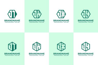 Harfler JT JW JX JY Hexagon Logo Set, TJ WJ XJ YX baş harfleri ile iş için uygun