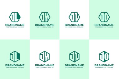 Harfler JL JM JN JO JO Hexagon Logo Set, LJ MJ NJ OJ baş harfleri ile iş için uygun