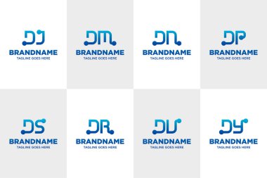 Mektuplar DJ DM DN DP DR DS DU DY Teknoloji Logosu, yeniliği, dijital büyümeyi ve bağlantıyı simgeliyor