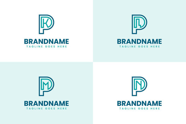 Letters PDK PDL PDM PDN Monogram Logo Set, for brand with DKP DLP DMP DNP initials
