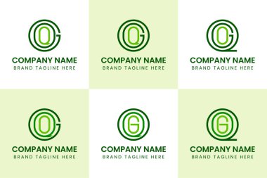 GOQ GQO OQG QOG QOG Monogram Logo Set Harfleri, her iş için uygundur