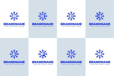 Harf A B C D F G H Kar Tanesi Logosu Seti, saflığı, dengeyi ve ferahlatıcı berraklığı simgeliyor