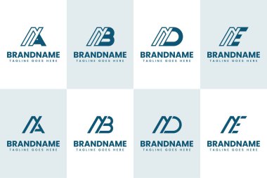 Harfler NA NB ND NE Monogram Logo Set, AN BN DN EN baş harfleri ile marka için uygun