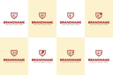 EA EB EC ED EE Kalkan Hattı logosu, AE BE DE EE Baş harfleri için ayarlandı