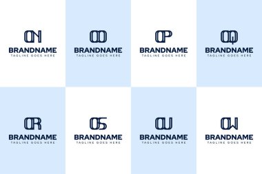 OQ 'daki harfler veya OS OU OW Logo Monogram Seti, HAYIR OO QO RO için Baş harfler