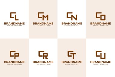 Harfler CL CM CN CO CR CT CU Monogram Logo Set, LC MC NC OC PC RC baş harfleri ile her marka için