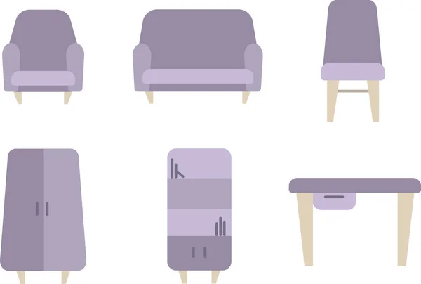 Набір іконок меблів векторний колір для інтернету — стоковий вектор