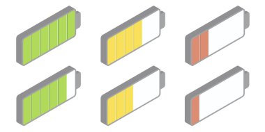 pil yükleme simgeleri vektör izometrik sol görünüm