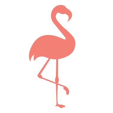 Flamingo 'nun pembe silueti. Vektör çizimi. İzole edilmiş.