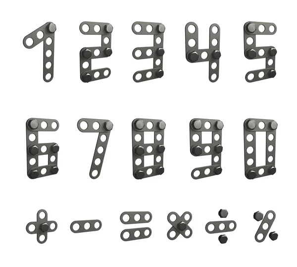 Sayı ve işaretler yapılmış bölümler ve vidalar