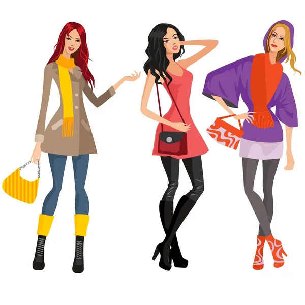 Mulheres Moda Senhoras Sacos Outono Inverno Criação Roupas — Vetor de Stock