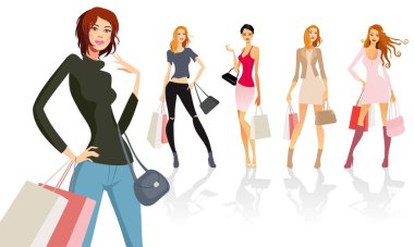 Moda kreasyonları ve alışveriş. Kadınlar ve çantalar